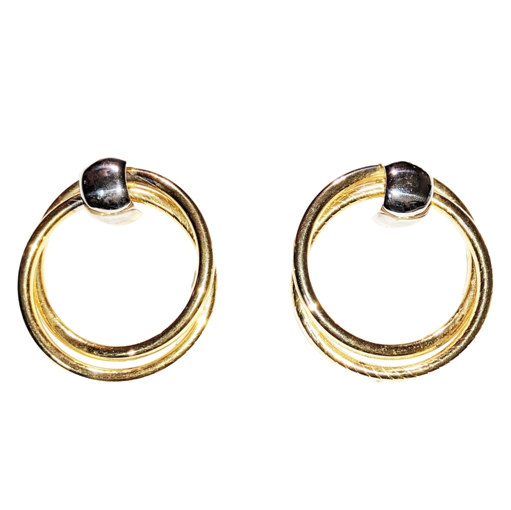 Gold & Silver (top only) Tone Fashion. Earrings 2.25"
